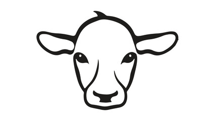 head of a baby cow outline simple vector illustration