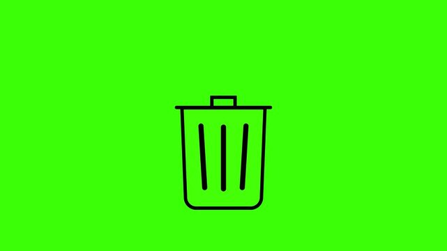 trash can icon green screen animated icon throw away trash green screen white screen croma 4k 60 fps