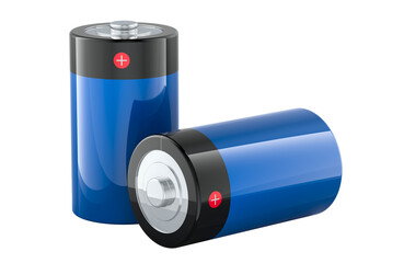 D batteries, 3D rendering isolated on transparent background