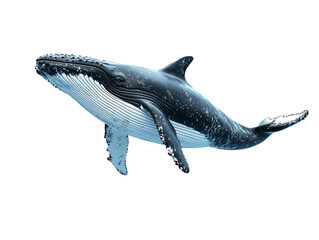 Fototapeta premium A majestic blue whale is swimming gracefully underwater