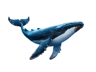 a majestic blue whale swimming gracefully in the ocean. 