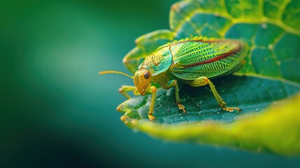 Naklejka premium Leafhopper close up wallpaper