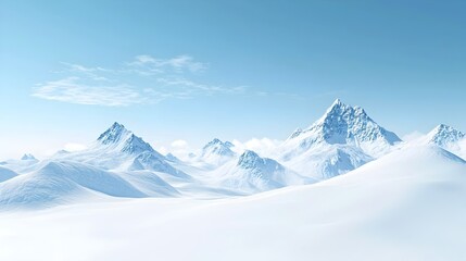 Obraz premium Majestic Snowy Mountain Peaks Reaching Into the Pristine,Glimmering Winter Landscape