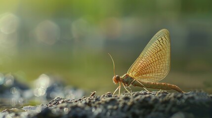 Obraz premium mayfly near river wallpaper