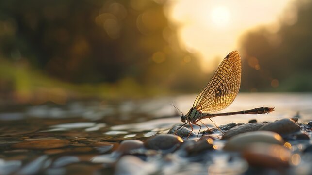 mayfly near river wallpaper
