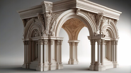 Obraz premium white sculpture arch in the renaissance style, round arch,