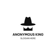 Anonymous king logo template in simple flat style. Creative vector illustration