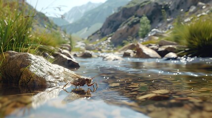 Fototapeta premium stonefly near river wallpaper