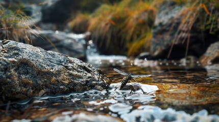 Fototapeta premium stonefly near river wallpaper