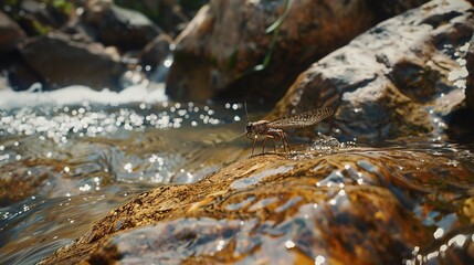 Fototapeta premium stonefly near river wallpaper