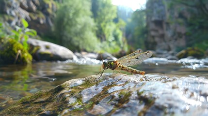 Fototapeta premium stonefly near river wallpaper