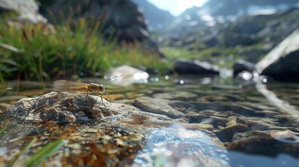 Fototapeta premium stonefly near river wallpaper