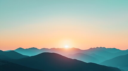 Obraz premium Tranquil Sunset Over Mountainous Landscape with Vast Sky for Copy Space