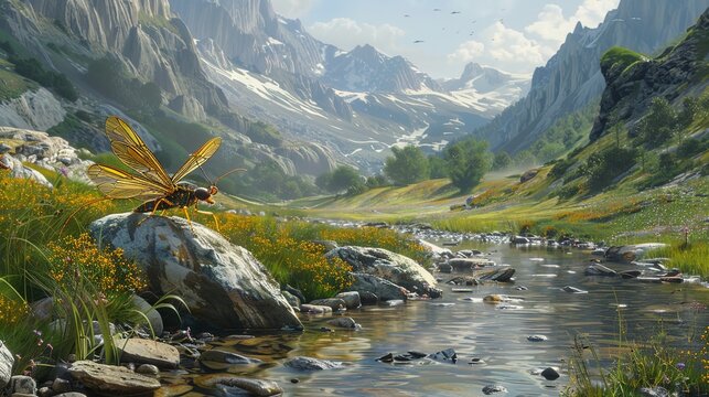 stonefly near river wallpaper
