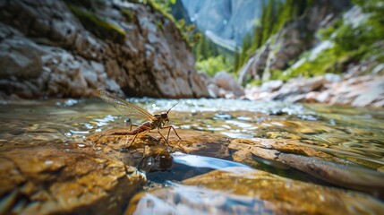 Obraz premium stonefly near river wallpaper