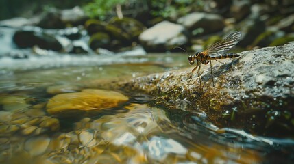 Fototapeta premium stonefly near river wallpaper