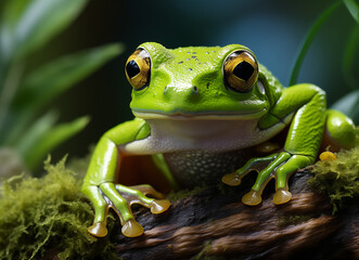 Frog in the wild. Beautiful extreme close-up. Printable photo with Instant Download. Digital photography. Art Decor. Digital art.