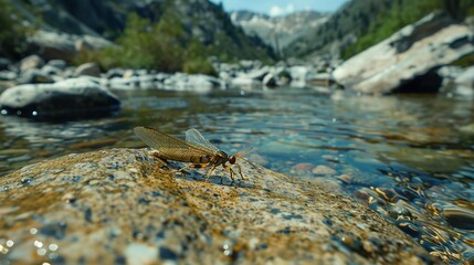 Fototapeta premium stonefly near river wallpaper