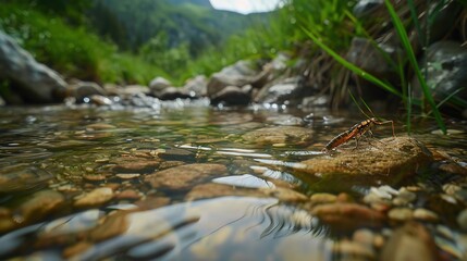 Fototapeta premium stonefly near river wallpaper