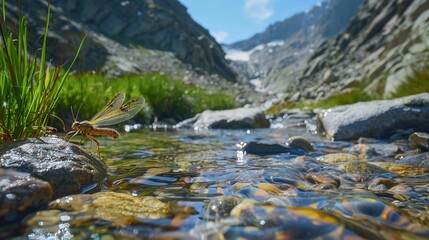 Naklejka premium stonefly near river wallpaper