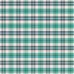 Checkered tartan plaid with twill weave repeat pattern in green and beige.Christmas gingham seamless pattern.Geometric graphic vector illustration background design for fabric and print.