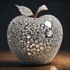 an apple made with diamonds
