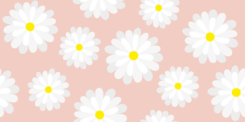 Obraz premium Beautiful daisy flowers blooming seamless pattern, Design for textile, fabric, wallpaper, covers, cards, wall art, wrapping, decoration.