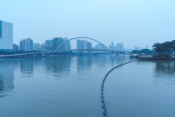 Guangzhou Pearl River Haixin Bridge and Urban Architectural Landscape