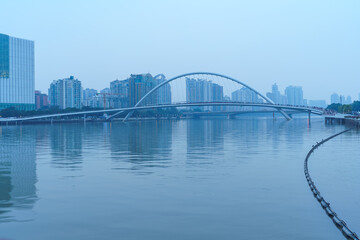Guangzhou Pearl River Haixin Bridge and Urban Architectural Landscape