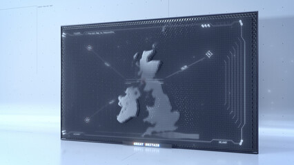Pin-Art Great Britain map with HUD UI