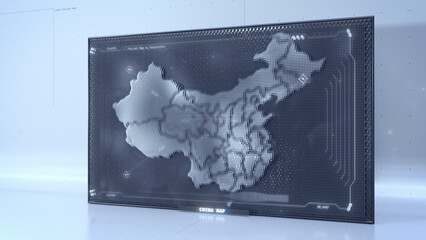 Pin-Art China map with HUD UI