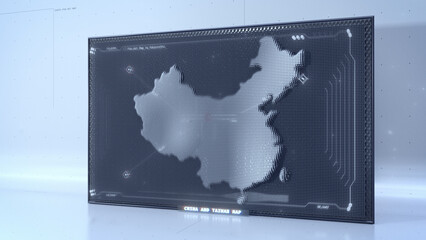 Pin-Art China and Taiwan map with HUD UI