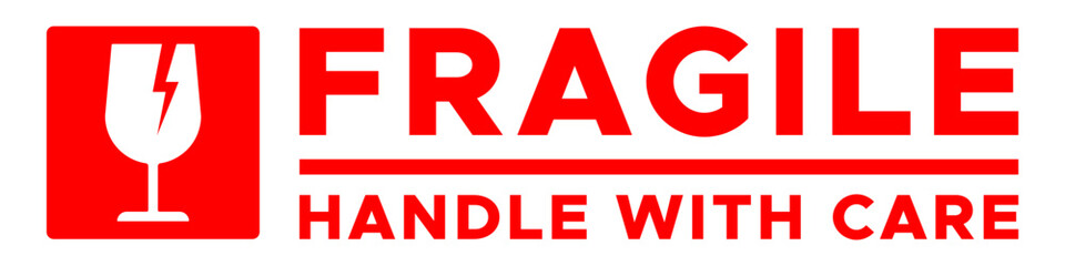 Fragile, handle with care symbol and sign sticker label for packaging and shipping vector