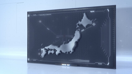 Pin-Art Japan map with HUD UI