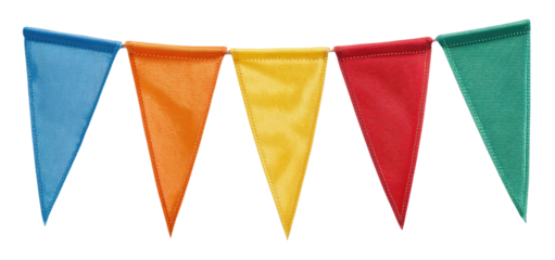 Colorful Bunting Flags Isolated on Transparent Background