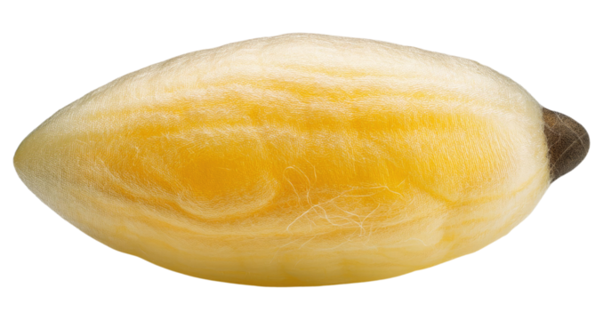 Silkworm Cocoon Close Up Isolated on Transparent Background