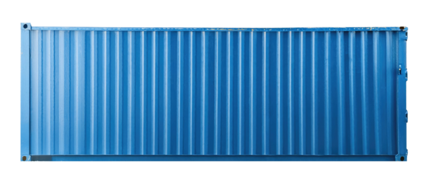 Blue Shipping Container Isolated on Transparent Background