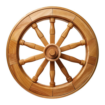 Wooden Wagon Wheel Isolated on Transparent Background