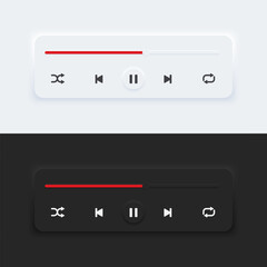 Media music player interface bar dark and day mode. Audio player bar for songs or podcast playlists. Neumorphism style, UI UX design for app and web, Vector illustration. © S and V Design