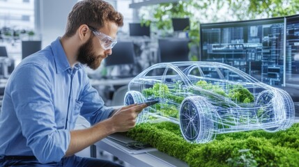 Sustainable Urban Transport Prototype Testing in Tech Lab, showcasing innovative engineering solutions for green mobility and leadership in urban development