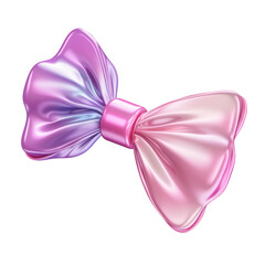 pink bow tie fluid holographic Iridescent 3d render icon isolated on transparent background cutout