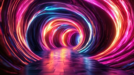 A maze of twisting tunnels filled with vibrant, glowing streams of light.