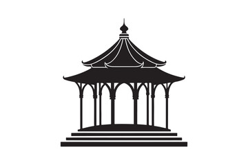 Pavilion silhouette vector illustration, Pavilion silhouette vector, Pavilion silhouette PNG 