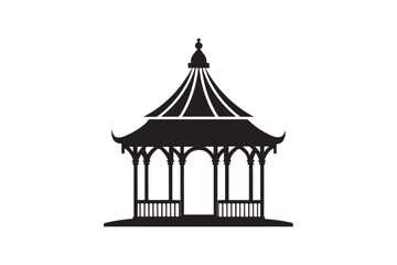 Pavilion silhouette vector illustration, Pavilion silhouette vector, Pavilion silhouette PNG 