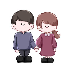 手を繋いでいるカップルのイラスト