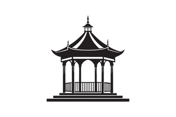 Pavilion silhouette vector illustration, Pavilion silhouette vector, Pavilion silhouette PNG 