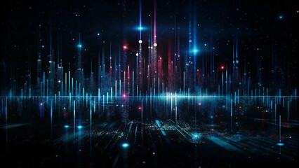 Abstract digital background featuring red and blue lights, symbolizing technology and data networks in a modern context.