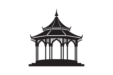 Pavilion silhouette vector illustration, Pavilion silhouette vector, Pavilion silhouette PNG 