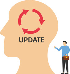 Update your brain. Flat vector illustration. Flat vector illustration

