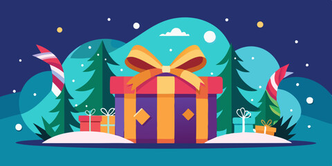 Christmas gift. New Year gift. Beautiful surprise for New Year. Concept of New Year Christmas holidays.